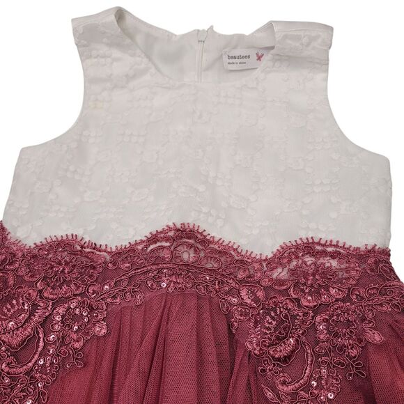 Beautees Girls Dress for Little Princess Fit Flare White/Pink Size 3T Pre-Own - Picture 3 of 12
